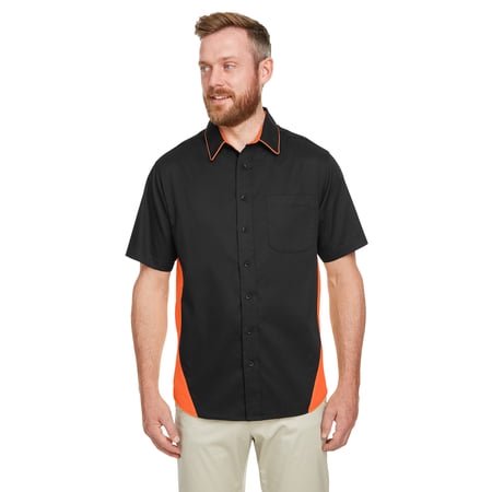 Harriton Chemise à Manches Courtes Colorblock pour Hommes M586T