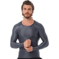 thumbnail image 1 of Jhaoyu Men's Glossy Long Sleeve Compression Shirts Athletic Workout Sports Rash Guard Undershirt Grey XL, 1 of 6