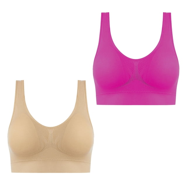 AherBiu 2pc Plus Size Sports Bras for Women Large Bust High Support Padded Bralettes Seamless Workout Underwear
