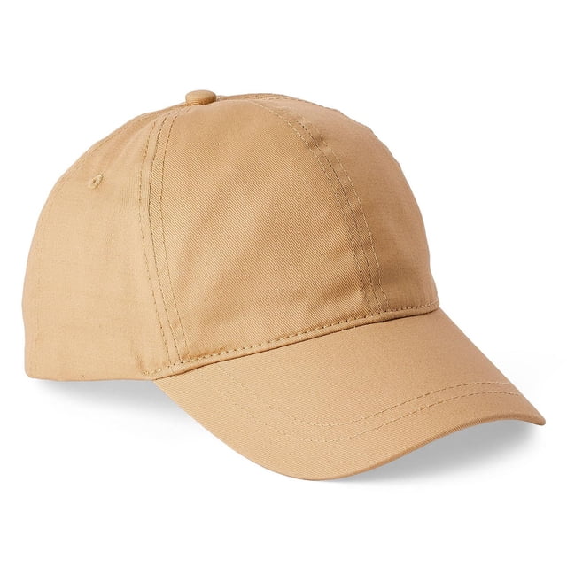 George Women's Baseball Cap in beige with 6-panel 100% cotton construction, curved peak, stitched eyelets for ventilation, button on the crown, and adjustable hook and loop strap closure, ideal for casual and sporty wear.