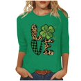thumbnail image 2 of Meichang Hauts à Manches 3/4 pour Femmes T-Shirts St Patricks Day Verts Trèfle Graphique T-Shirts Chanceux Irlandais Hauts Décontractés Col Rond T-Shirts Cadeaux St Patricks Day pour Femmes, 2 of 4