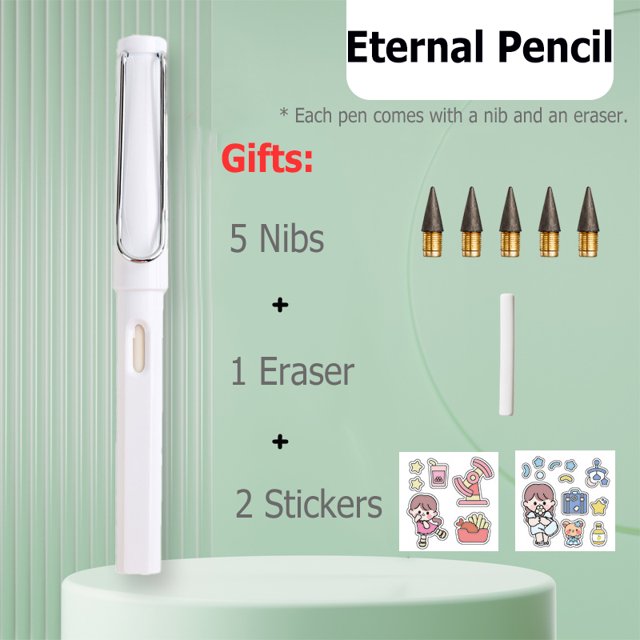 lanliyunoutlet Eternal Mechanical Pencil with DIY Stickers, HB Lead, Many Colors, 1 Count