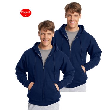 Hanes ComfortBlend; Eco Smart; Full Zip Hoodie, Color: Navy, Size: M --- PACK OF 2 (Men's Athleticwear - Original Company Packing)