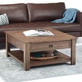 thumbnail image 2 of Simpli Home Monroe Solid Acacia Wood Coffee Table with Two Drawers and Open Storage, Rustic Natural Aged Brown, 2 of 5