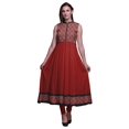thumbnail image 1 of Bimba Robe Anarkali Tribale Rouge à Lèvres pour Femmes, Kurti Imprimée Ethnique Indienne, Longue Kurta, Robe de Soirée, Petit, 1 of 6
