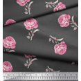 thumbnail image 3 of Soimoi Gray Cotton Jersey Fabric Grandiflora Roses Floral Print Fabric by Yard 58 Inch Wide, 3 of 5