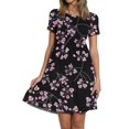 thumbnail image 3 of SMihono Robe d'Été Grande Taille pour Femmes 2023 Mode Décontractée Col Rond Couleur Unie Imprimée Manches Courtes, 3 of 6