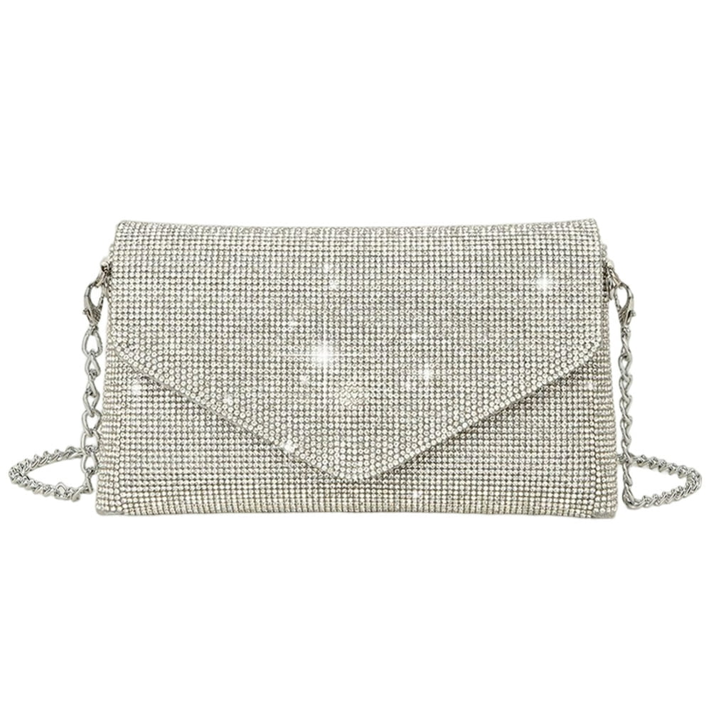 Sac Pochette Enveloppe à Strass Chaîne Pailletée Sac de Soirée Sac à Main pour Femme (Vert)