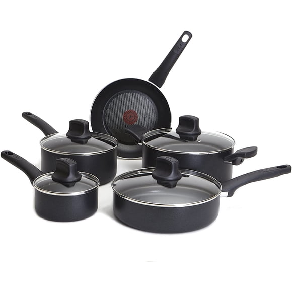 T-fal C526SC54 Intuition Batterie de Cuisine Antiadhésive 9 Pcs, Grand, Noir