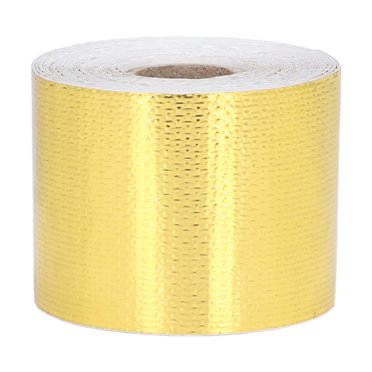 Ruban Chauffant Autocollant en Aluminium Bande Réfléchissante Barrière Thermique Ruban 2 Pouces X 32.8 Pieds pour Tuyau Auto Or