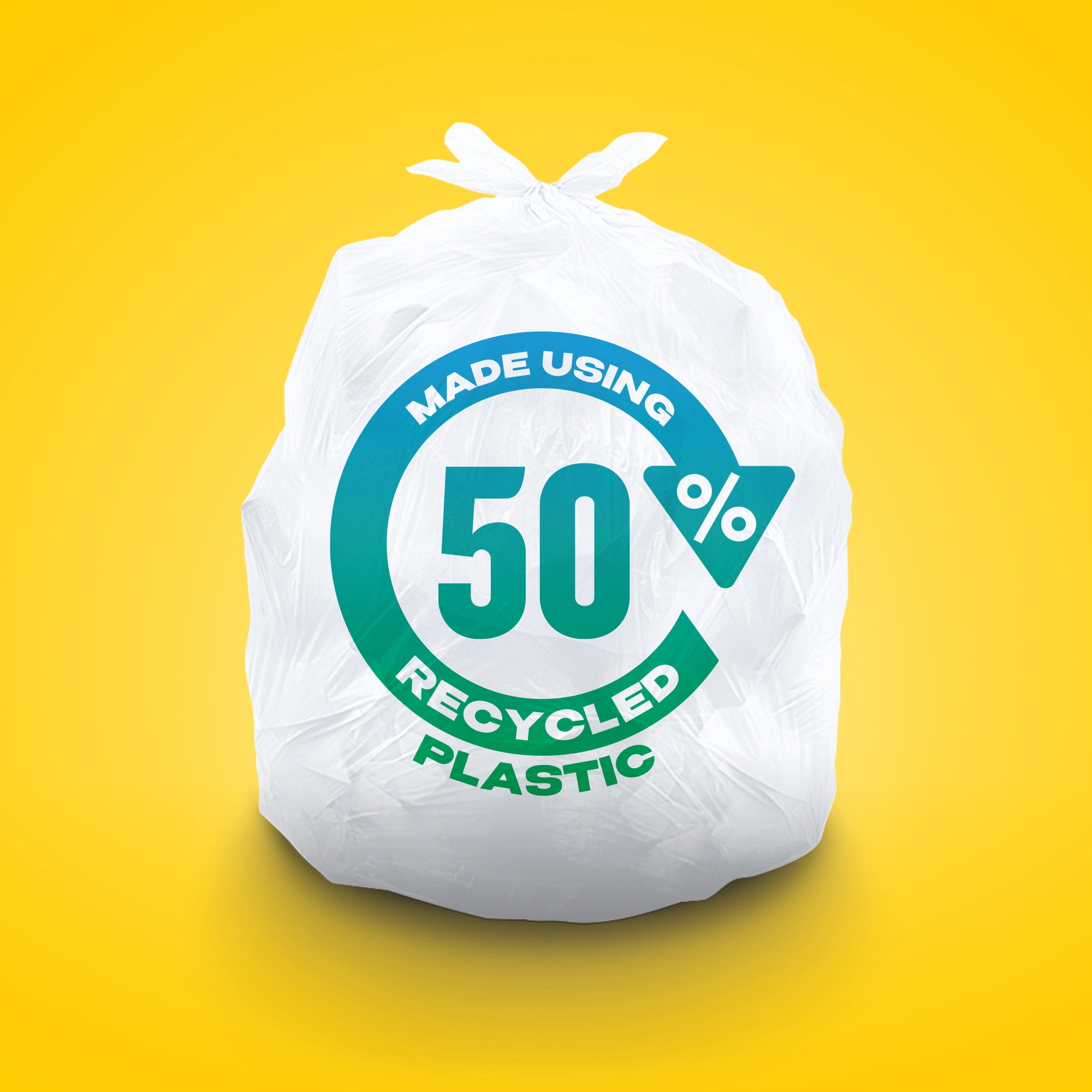 Sacs à ordures blancs Glad ‒ Sacs longs de 45 litres, faits à 50 % de plastique recyclé, rouleau de 28 sacs