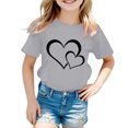 thumbnail image 1 of T-shirt Graphique Mignon pour Fille, Col Rond, Manches Courtes, Été, Décontracté, Hauts, T-Shirts et Chemises pour Filles, Gris 120/7 A-8 A, 1 of 5