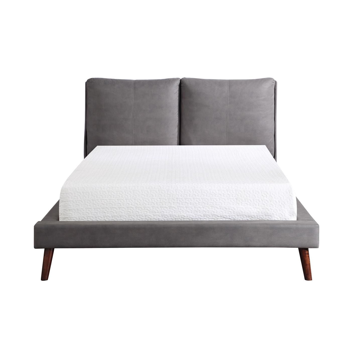 Topline Home Furnishings Upholstered Platform Bed with USB Ports, Grey