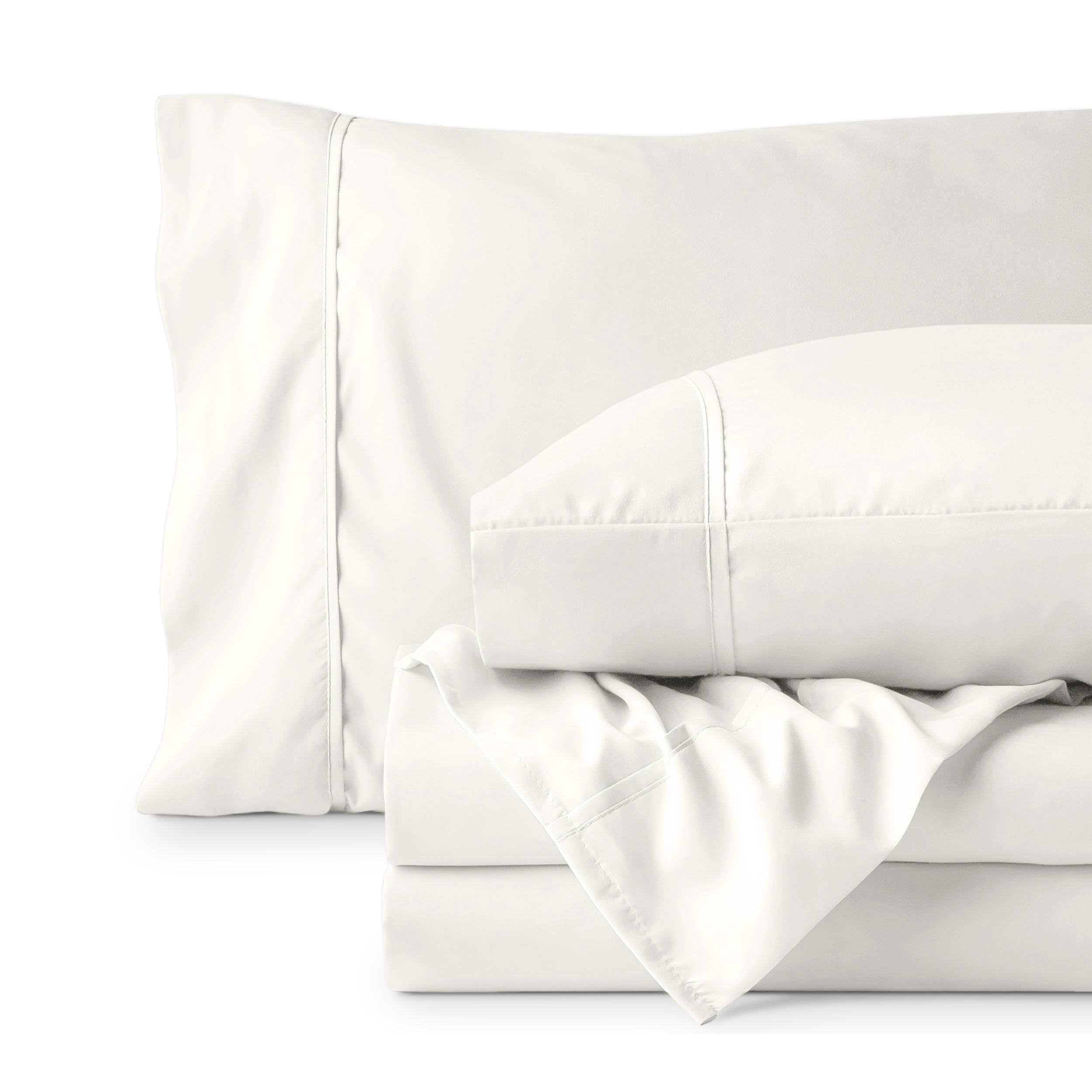 Bare Home Premium 1800 Collection Ensemble de Draps 4 Pcs, Très Grand, Crème