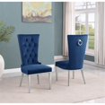 thumbnail image 2 of Chaises Latérales Rembourrées en Velours Bleu Marine avec Acier Inoxydable, Ensemble de 2, 2 of 2