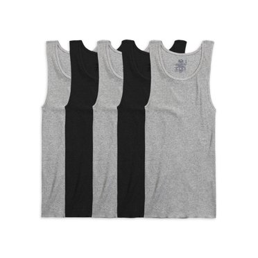 Lot de 5 A-SHIRTS pour Hommes - Noir et Gris, Larre, Assortis
