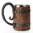thumbnail image 1 of Tasse en Bois Brut Simulation 500ml Double Paroi Isolée Tasse à Bière Gobelet à Vin, 1 of 9