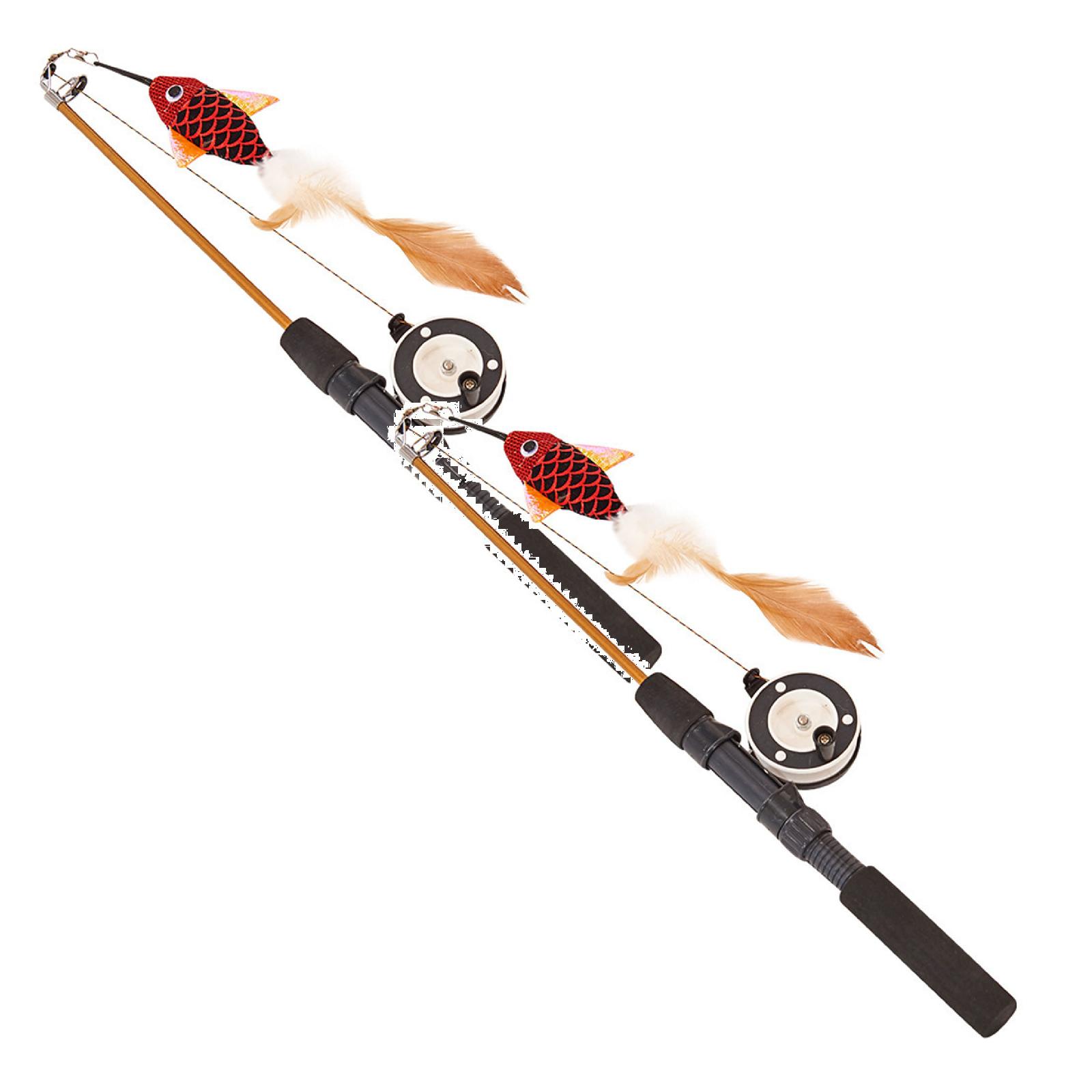 Leojiow 2Pcs Fishing Rod Toy Sturdy Teasing Stick Interactive Toys Unique Styles，Fishing Rod Is Randomly Either ，Fishing Rod Telescopic ，Extend Up To 72Cm/28.35Inch 72Cm