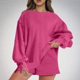 thumbnail image 2 of MeetoTime Ensemble Deux Pièces Automne pour Femmes Chandail en Molleton à Col Rond et Shorts Surdimensionnés, 2 of 8