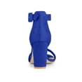 thumbnail image 2 of BLISSFUL STEP Women's Shoes Ankle Strap Block Heel Buckle Open Toe Sandals Dark Blue 6, 2 of 7