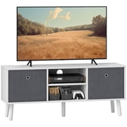 HOMCOM Meuble TV Cabinet avec étagères, tiroirs pour salon, Blanc