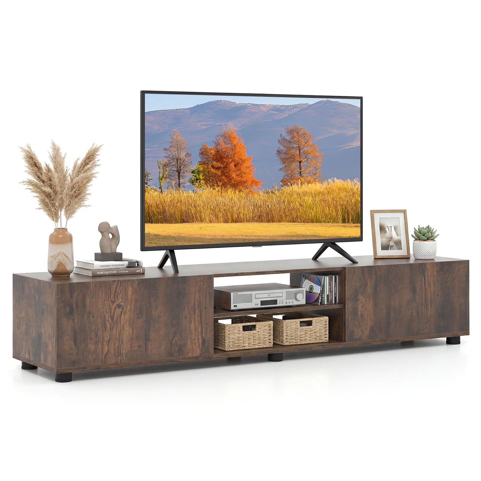 Patiojoy TV Stand for 70 Inch TV Entertainment Center with Storage Shelves and Cabinets