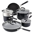 thumbnail image 1 of KitchenAid Batterie de Cuisine Antiadhésive Anodisée Dure/ensemble de Casseroles et Poêles, 10 Pcs, Noir Mat, 1 of 11