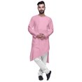 thumbnail image 1 of Atasi Kurta Long Asymétrique Indien pour Homme, Kurta Uni à Col Rond, Tenue de Fête, 1 of 5