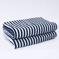 thumbnail image 1 of Mainstays – Ensemble de 2 serviettes de bain à rayures bleu marine, 1 of 6