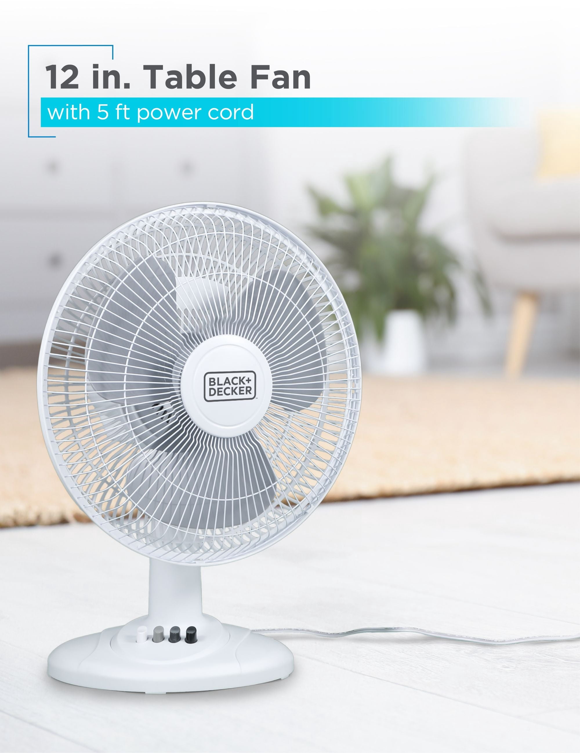 Ventilateur de bureau BLACK+DECKER pour la maison et le bureau, 30 cm (12 pouces) avec 3 vitesses
