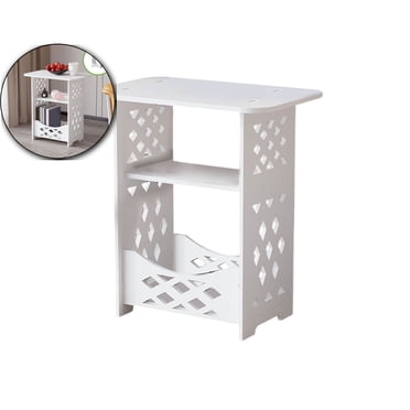 Dvruxg 3 Tier Side Table Night Stand, Narrow End Table with Storage Shelf, Simple Bedside Table Small Bookcase, Small Tables for Bedroom, Living Room, Office, Bathroom