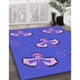thumbnail image 3 of Ahgly Tapis Rond Lavable en Machine Intérieur Transitionnel Bleu Ardoise Clair, 4 Pieds Rond, 3 of 7