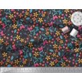 thumbnail image 3 of Soimoi Black Silk Fabric Flower & Butterfly Decor Fabric Printed BTY 42 Inch Wide, 3 of 5