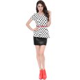 thumbnail image 3 of INSPIRE CHIC Hauts à Basque pour Femmes à Manches Courtes avec Ceinture, Pois, Col Rond, 3 of 6