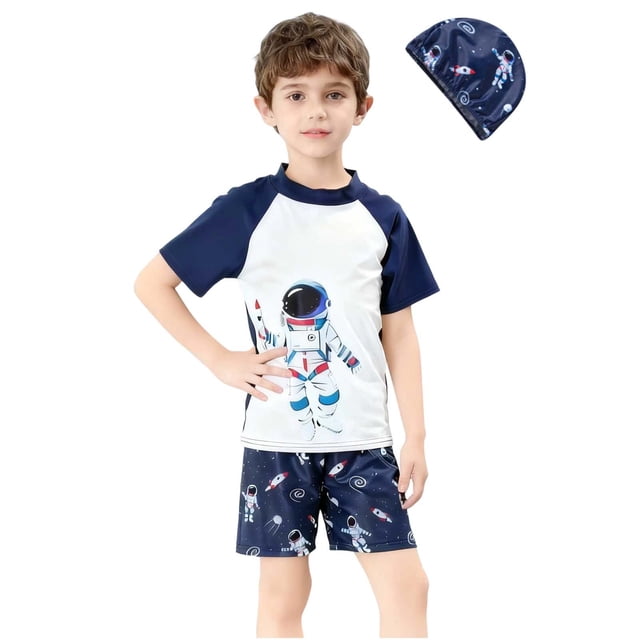 Maillot de Bain pour Filles à Manches Courtes 2 Pcs en Polyester Protection Uv
