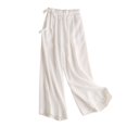 thumbnail image 2 of Mefallenssiah Women'S Spring Summer Solid Color Leisure Retro Drawstring Side Frenulum High Waist Broad Leg Pants Plus Size Pants, 2 of 6