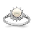 thumbnail image 1 of 925 Sterling Silver Rhodium Plated Cubic Zirconia and Freshwater Cultured Pearl Ring, 1 of 2