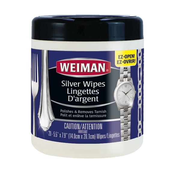 Lingettes nettoyantes pour argent Weiman, élimine le ternissement, 20 unités