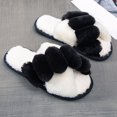thumbnail image 2 of Coofit Cross Band Slippers Plush: Non-skid Fluffy Slippers Open Toe Slippers for Women, 2 of 10
