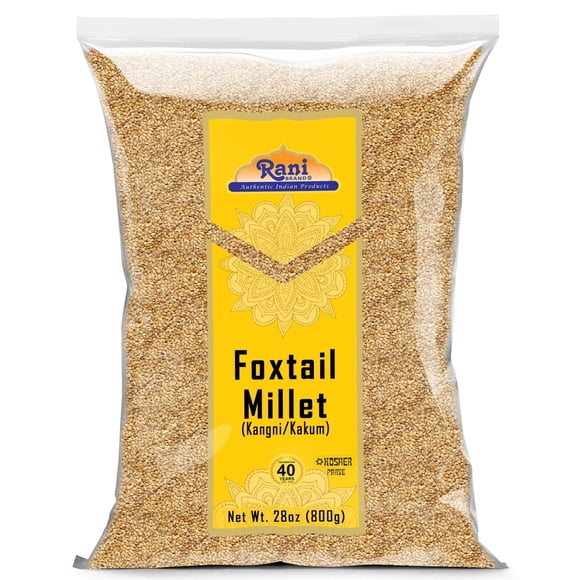 Rani Millet à Queue de Renard Poli (Setaria italica) Grains Anciens 800 g (28 Oz) - Tout Naturel / Compatible avec le Sans Gluten / non-OGM / Casher / Végétalien / Origine Indienne / Kangi / Kakum / Navane / Tenai / Korralu / Korra