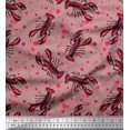 thumbnail image 1 of Soimoi Modal Satin Fabric Dot & Lobster Ocean Print Fabric by Yard 42 Inch Wide, 1 of 3