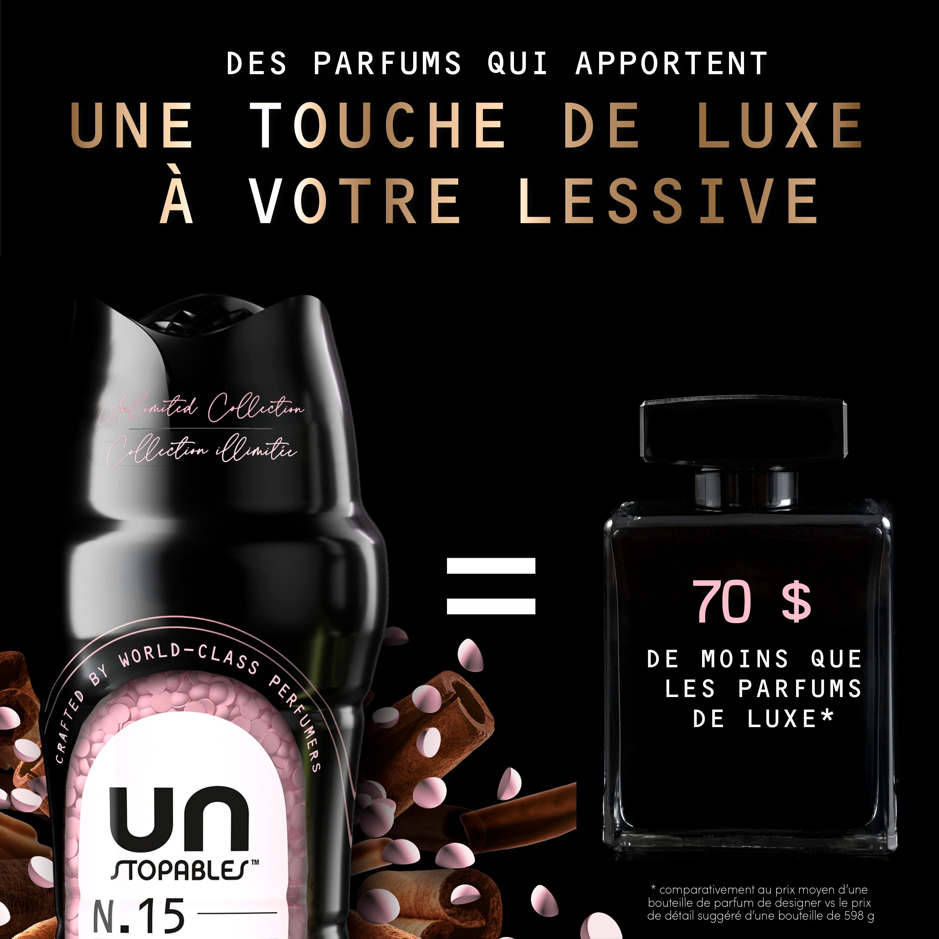 Perles rehausse-parfum pour la lessive Downy Unstopables collection Illimitée, nº 15, parfum fin, perles parfumées pour une fraîcheur longue durée