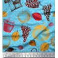 thumbnail image 1 of Soimoi Rayon Fabric Mushroom,Grapes & Fresh Print Fabric by Yard 42 Inch Wide, 1 of 3