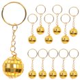 thumbnail image 1 of 12pcs Golden Disco Ball Keychain Set Mini Mirror Decorations for Car Retro Party Accessories Plastic, 1 of 9