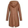 thumbnail image 3 of Mikilon Women's Solid Color Rain Jacket Outdoor Hooded Waterproof Windproof Long Coat, 3 of 4