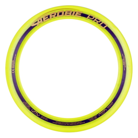Anneau volant Aerobie Pro Ring, disque volant longue distance 13 pouces en plastique, jaune