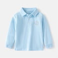 thumbnail image 3 of YOUSNH Garçons Filles Tout-Petits Enfants Bébé Chemise à Manches Longues à Col à Revers Hauts Tenues d'École Hauts pour Garçons Bleu Pâle 2-3 Ans, 3 of 3