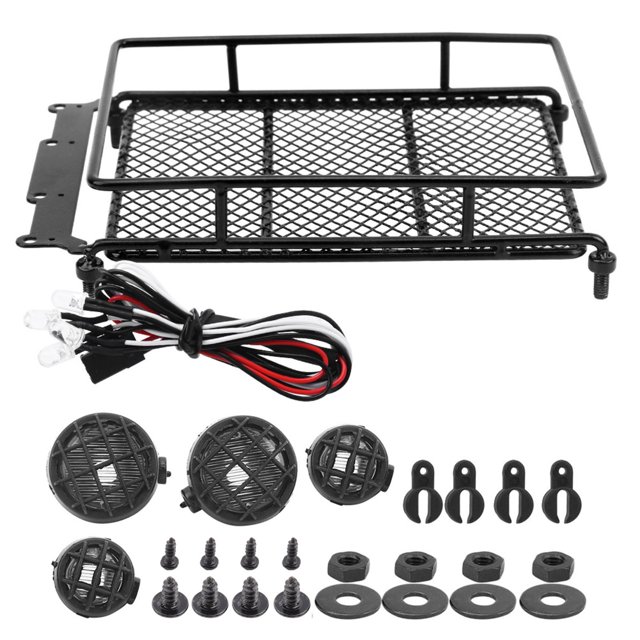 Rack de Toit RC, Rack de Toit RC avec LED, Récepteur Pratique comme Source d'Alimentation Cadeau pour les Amateurs de Voitures Noir