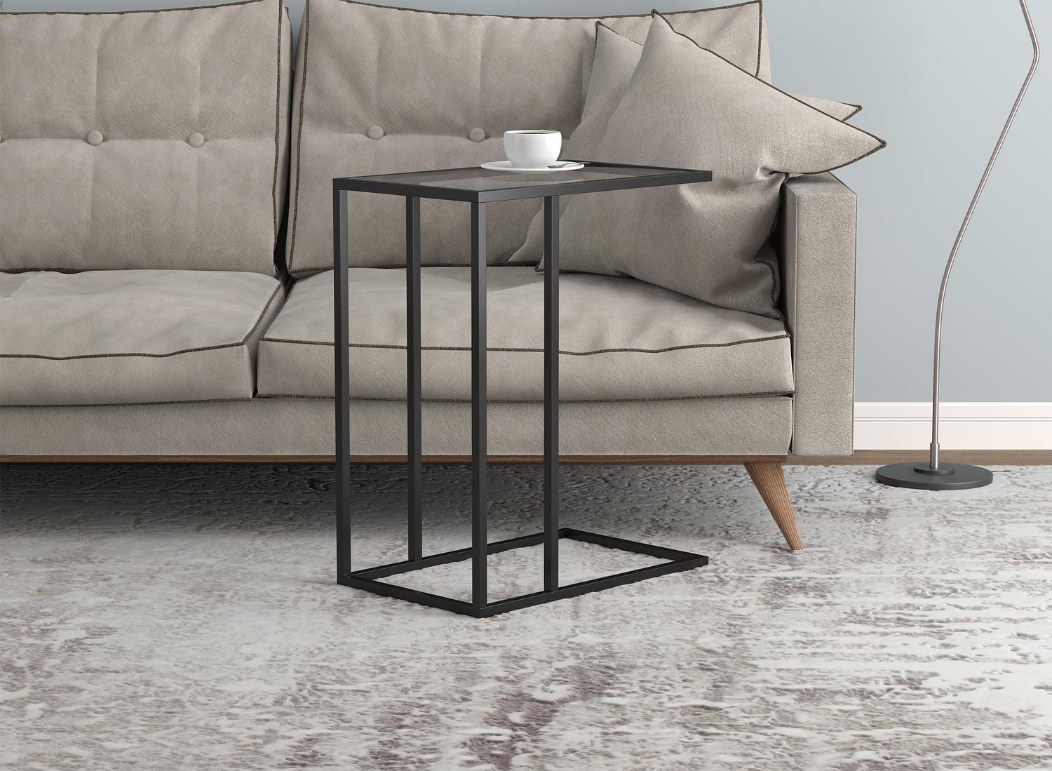 Safdie & Co. Table D'Appoint 19L C Verre Métal Noir