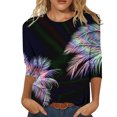 thumbnail image 1 of EQWLJWE Blouses à Manches Longues pour Femmes Hauts pour Femmes Liquidation T-shirt Imprimé de Mode pour Femmes Blouse à Manches 3/4 Col Rond Hauts Décontractés, 1 of 5